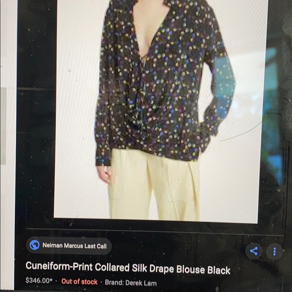 NWT Derek Lam Cuneiform-Print Drape Blouse - Picture 8 of 8